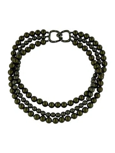 Pre-owned Kenneth Jay Lane Crystal And Faux Pearl Multistrand Necklace, 18"