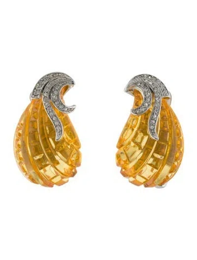 Pre-owned Kenneth Jay Lane Crystal & Glass Clip-on Earrings