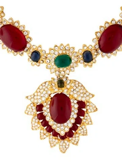 Pre-owned Kenneth Jay Lane Crystal & Glass Jackie Kennedy Onassis Pendant Necklace, 19.5" In Multi
