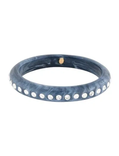 Pre-owned Kenneth Jay Lane Crystal & Resin Bangle Bracelet, 7.5" In Blue