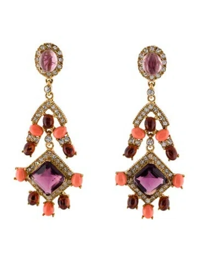 Pre-owned Kenneth Jay Lane Crystal & Resin Clip-on Drop Earrings