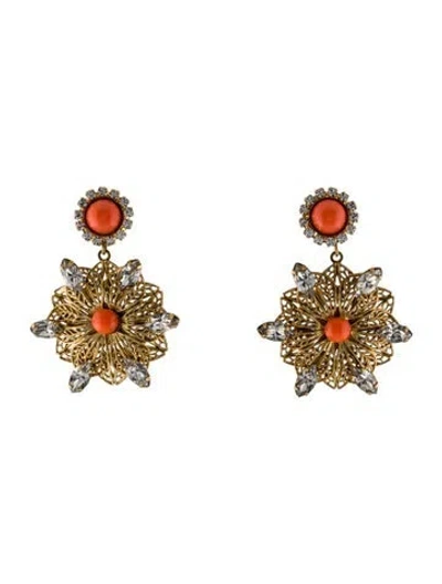 Pre-owned Kenneth Jay Lane Crystal & Resin Clip-on Drop Earrings