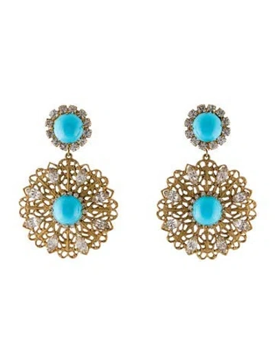 Pre-owned Kenneth Jay Lane Crystal & Resin Clip-on Drop Earrings In Multi