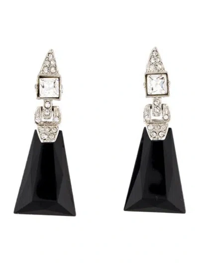 Pre-owned Kenneth Jay Lane Crystal & Resin Clip-on Drop Earrings In Multi