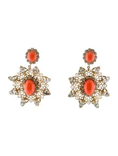 Pre-owned Kenneth Jay Lane Crystal & Resin Clip-on Earrings