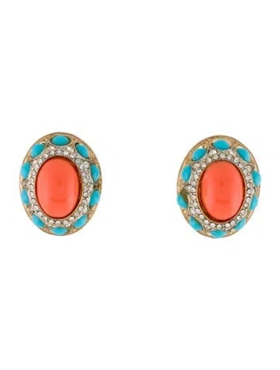 Pre-owned Kenneth Jay Lane Crystal & Resin Clip-on Earrings