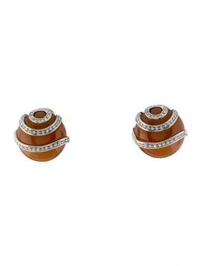 Pre-owned Kenneth Jay Lane Crystal & Resin Clip-on Earrings In Multi