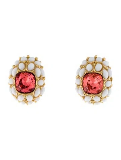 Pre-owned Kenneth Jay Lane Crystal & Resin Clip-on Earrings In Multi