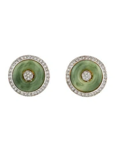Pre-owned Kenneth Jay Lane Crystal & Resin Clip-on Earrings In Multicolor