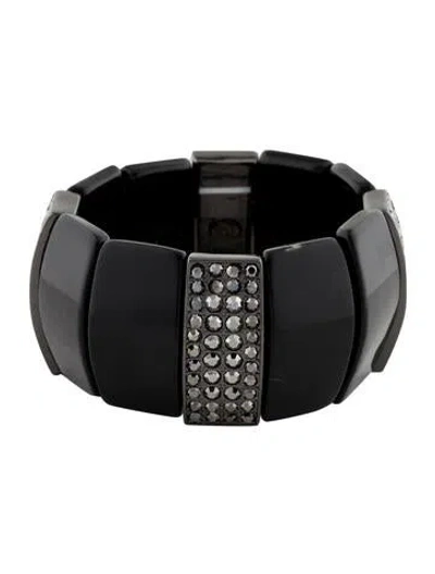 Pre-owned Kenneth Jay Lane Crystal And Resin Stretch Wedge Bracelet In Multi