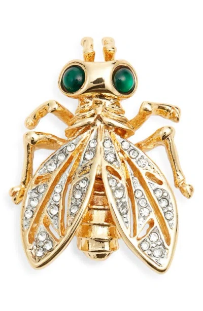 Kenneth Jay Lane Crystal Bee Brooch In Gold