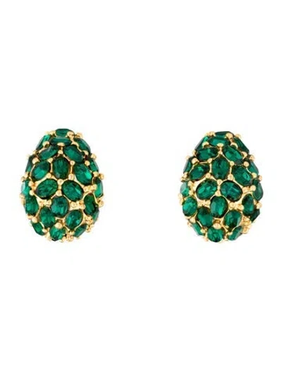 Pre-owned Kenneth Jay Lane Crystal Cabochon Clip-on Earrings In Multi