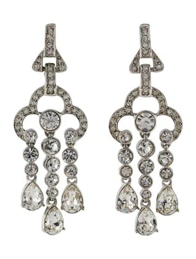 Pre-owned Kenneth Jay Lane Crystal Clip-on Drop Earrings In Multi