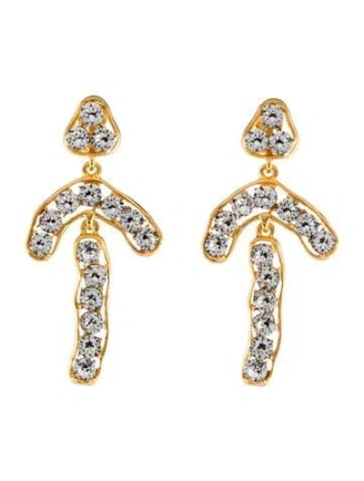 Pre-owned Kenneth Jay Lane Crystal Clip-on Drop Earrings In Transparent