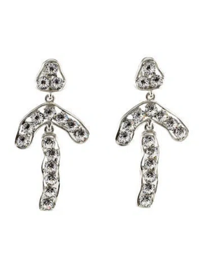 Pre-owned Kenneth Jay Lane Crystal Clip-on Drop Earrings In Transparent