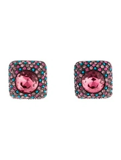 Pre-owned Kenneth Jay Lane Crystal Clip-on Earrings In Multi