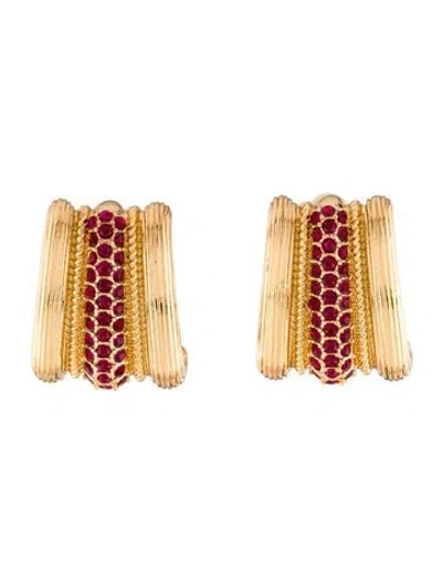 Pre-owned Kenneth Jay Lane Crystal Clip-on Earrings In Multi
