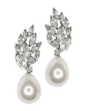 KENNETH JAY LANE CRYSTAL CLUSTER & IMITATION PEARL CLIP ON EARRINGS, 2L