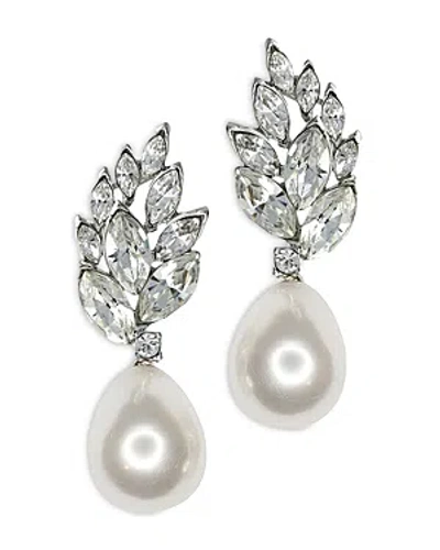 Kenneth Jay Lane Crystal Cluster & Imitation Pearl Clip On Earrings, 2l In Metallic