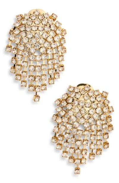 Kenneth Jay Lane Crystal Cluster Fringe Drop Earrings In Gold