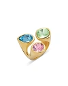 Kenneth Jay Lane Crystal Cluster Ring In Multi/gold