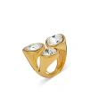 Kenneth Jay Lane Crystal Cluster Ring In Silver/gold