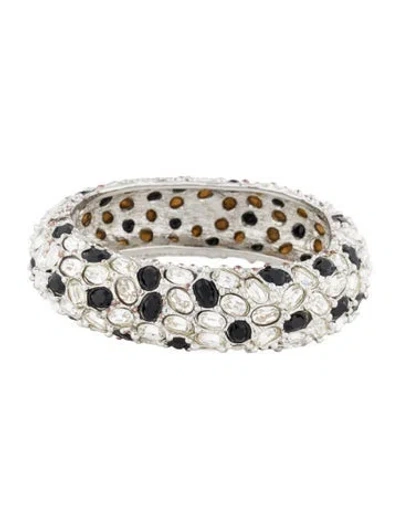 Pre-owned Kenneth Jay Lane Crystal Cluster Thick Bangle Bracelet, 6.75" In Multi