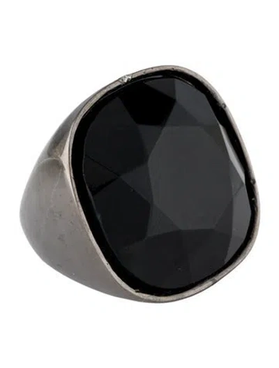Pre-owned Kenneth Jay Lane Crystal Cocktail Ring In Black
