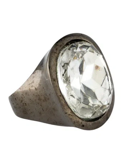 Pre-owned Kenneth Jay Lane Crystal Cocktail Ring In Transparent