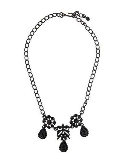 Pre-owned Kenneth Jay Lane Crystal Collar Necklace, 18" In Black