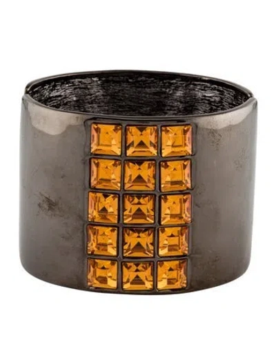 Pre-owned Kenneth Jay Lane Crystal Cuff Bracelet In Orange