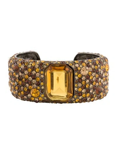 Pre-owned Kenneth Jay Lane Crystal Cuff Bracelet In Orange