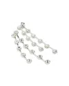 Kenneth Jay Lane Crystal Double Linear Shoulder Sweeping Drop Earrings In Silver