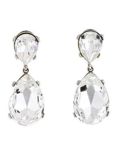 Pre-owned Kenneth Jay Lane Crystal Drop Earrings In Clear