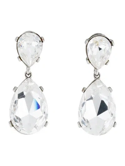 Pre-owned Kenneth Jay Lane Crystal Drop Earrings In Clear