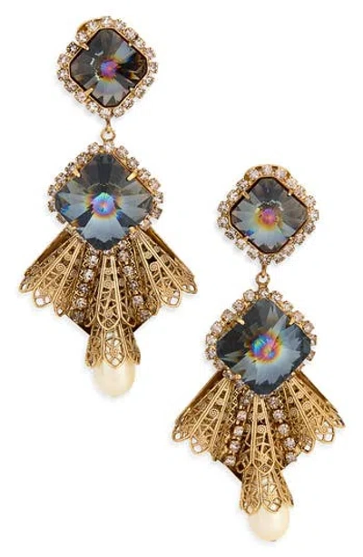 Kenneth Jay Lane Crystal Drop Earrings In Gold