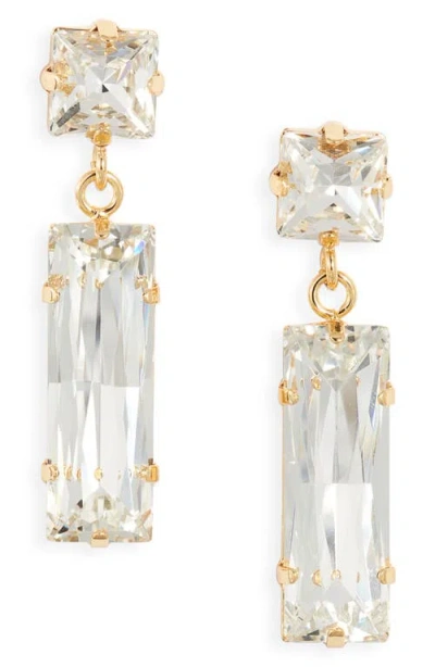 Kenneth Jay Lane Crystal Drop Earrings In White