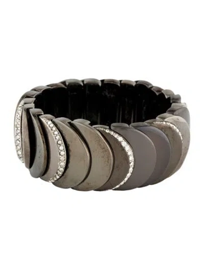 Pre-owned Kenneth Jay Lane Crystal Elastic Bracelet, 6.75" In Transparent