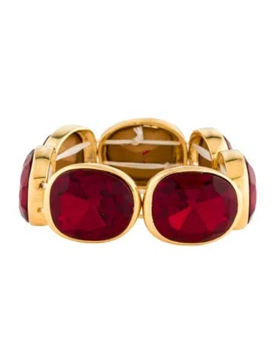 Pre-owned Kenneth Jay Lane Crystal Elastic Bracelet, 7.25" In Red