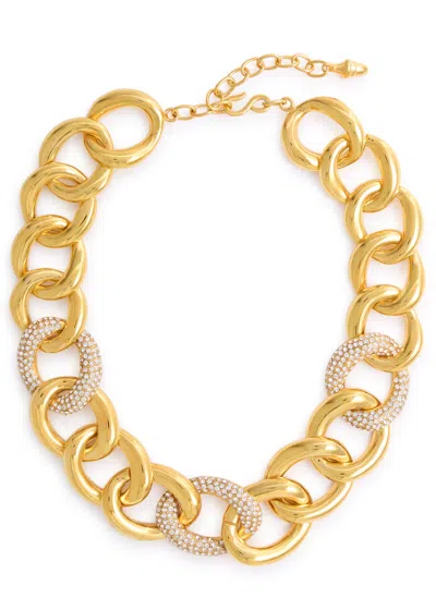 Kenneth Jay Lane Crystal-embellished Chain Necklace In Gold