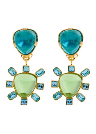 Kenneth Jay Lane Crystal-embellished Clip-on Earrings In Blue