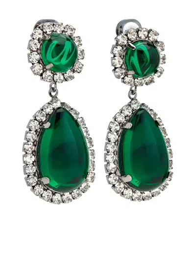 Kenneth Jay Lane Crystal-embellished Earrings In Green