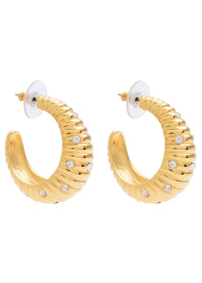 Kenneth Jay Lane Crystal-embellished Hoop Earrings In Gold