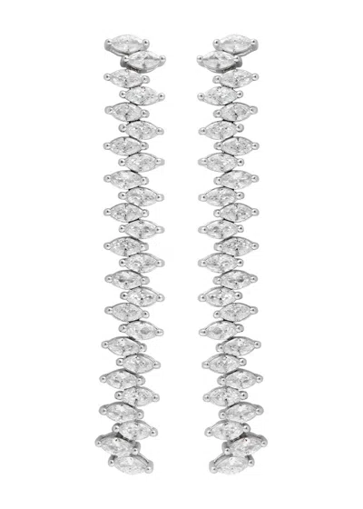 Kenneth Jay Lane Crystal-embellished Rhodium-plated Drop Earrings In Silver