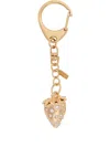 Kenneth Jay Lane Strawberry Crystal-embellished Bag Charm In Gold