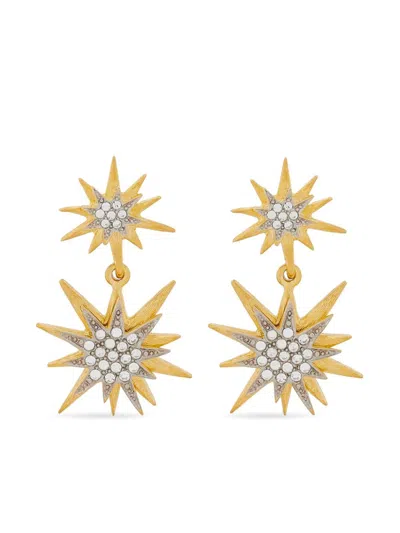 Kenneth Jay Lane Crystal Embellishment Earrings In Gold