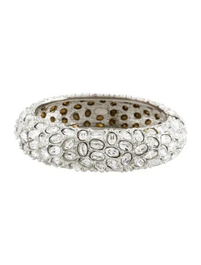 Pre-owned Kenneth Jay Lane Crystal Faceted Hinged Bracelet, 7.25" In Transparent