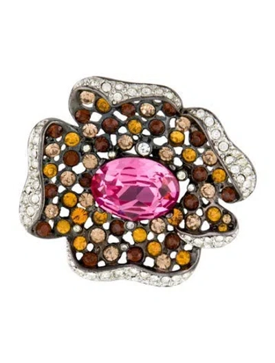 Pre-owned Kenneth Jay Lane Crystal Flower Brooch