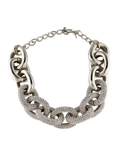 Pre-owned Kenneth Jay Lane Crystal Front-link Chain Necklace, 21" In Transparent