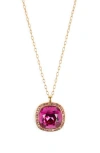 Kenneth Jay Lane Crystal Halo Pendant Necklace In Gold
